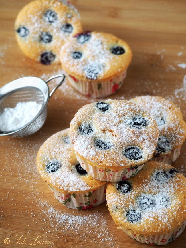 Muffins mit Schokostückchen und Heidelbeeren
