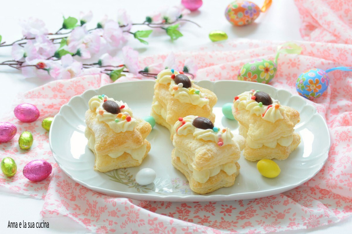 Osterglocken aus Blätterteig und Creme