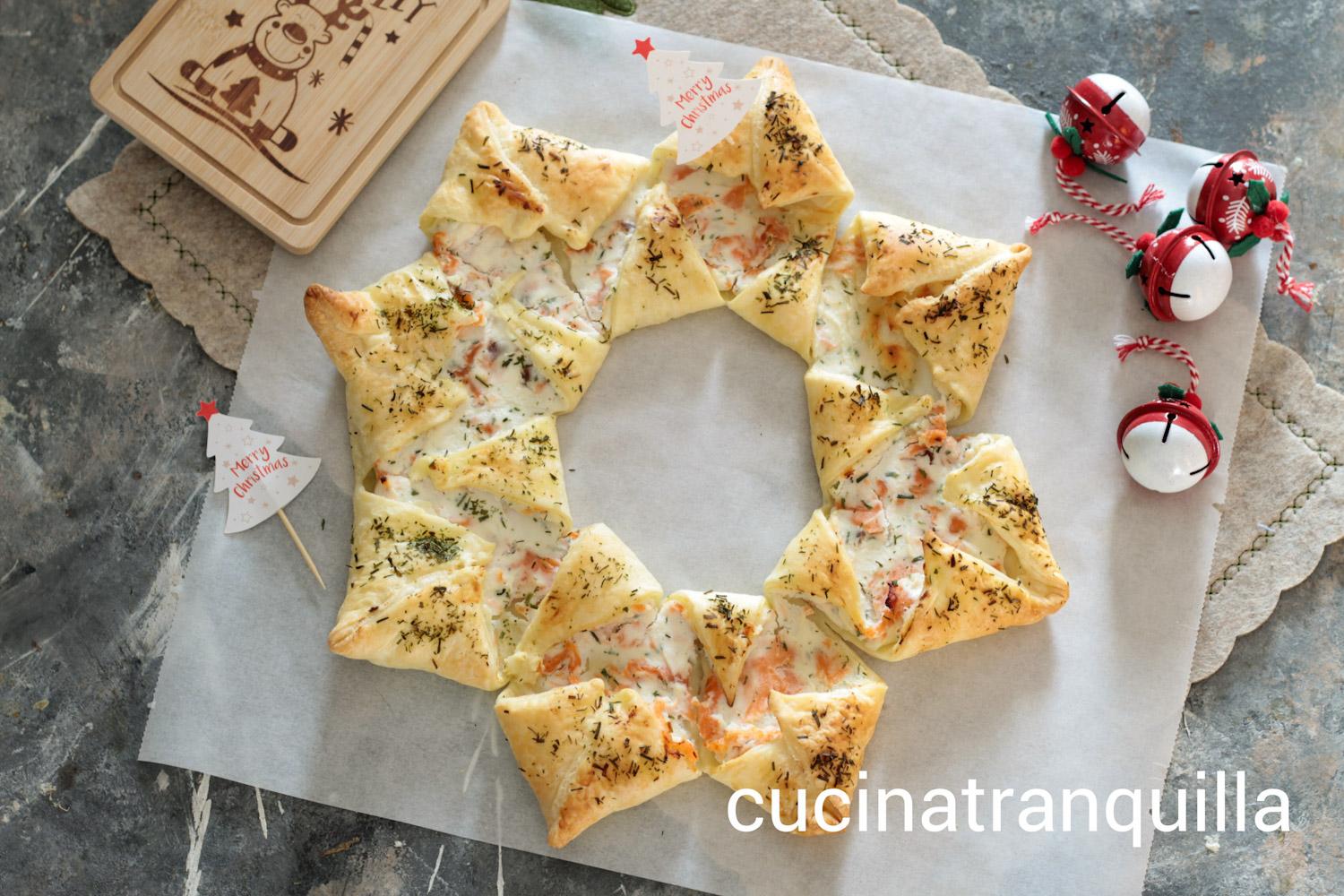 Blätterteigstern mit Lachs und Ricotta