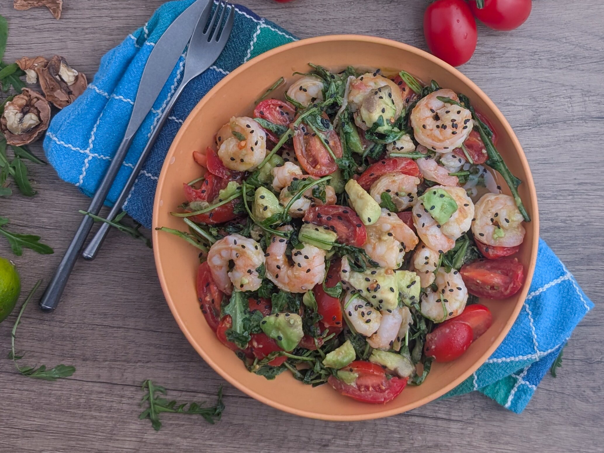 Garnelensalat mit Limette und Avocado: einfaches und schnelles Rezept