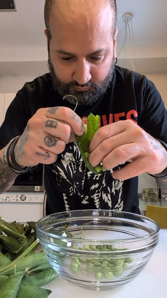 Frühlingsrisotto mit Frischen Erbsen und Knusprigem Schinken