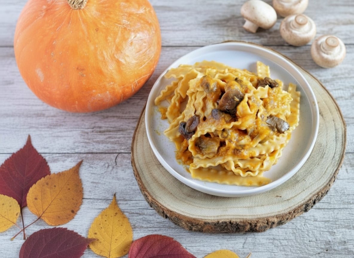 Pasta mit Kürbis und Pilzen