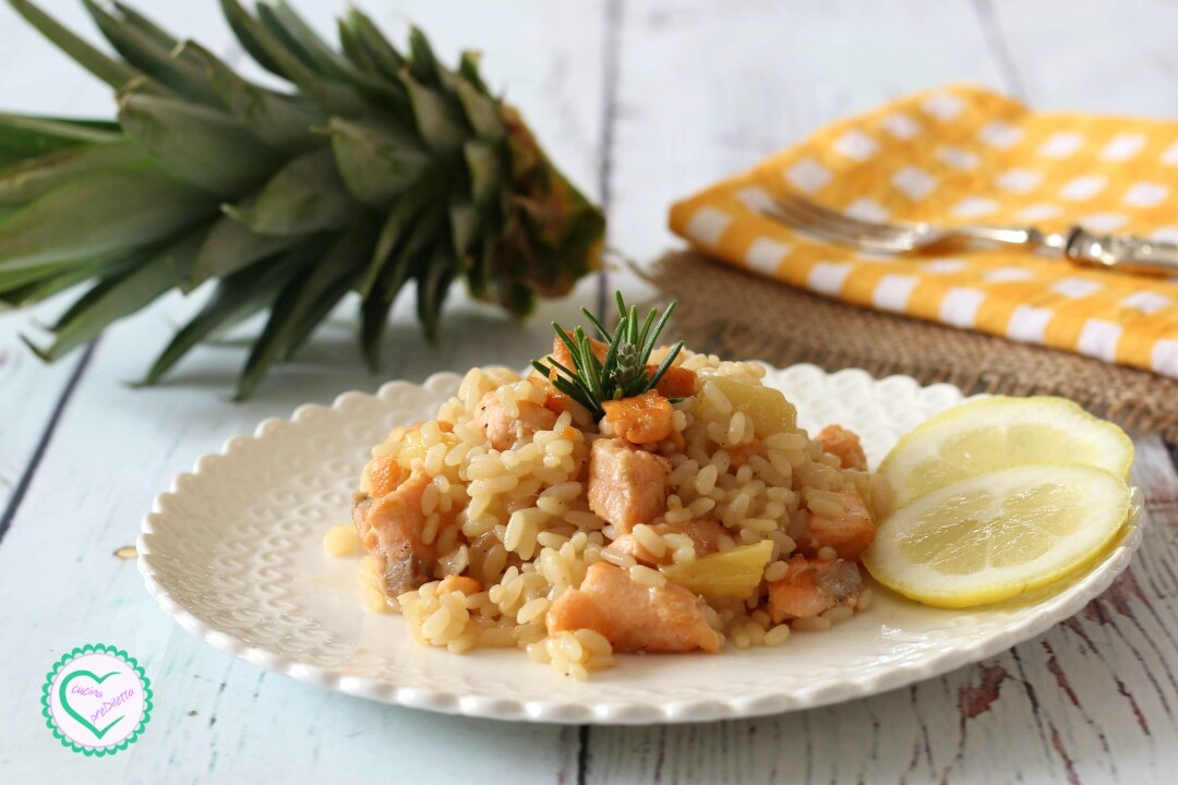 Risotto mit Lachs und Ananas