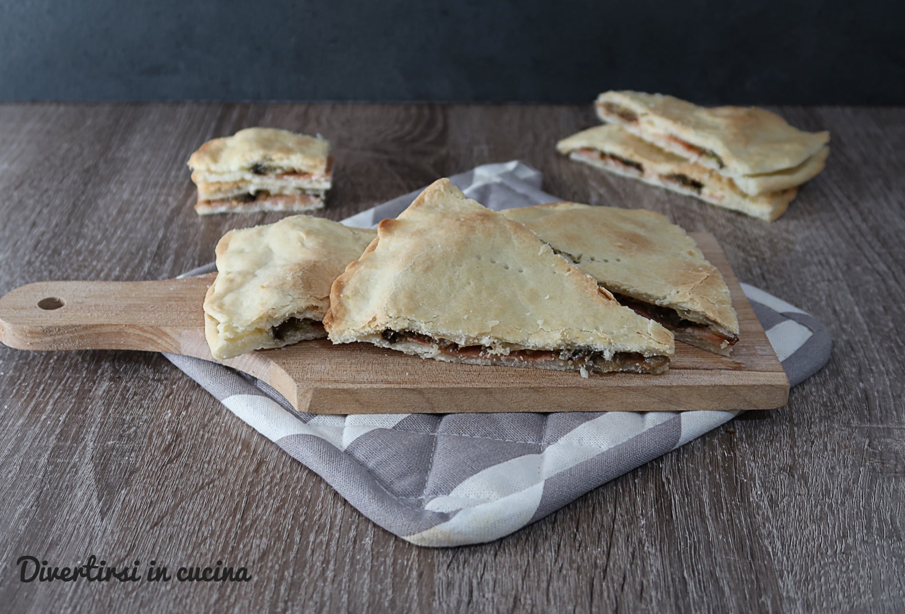 Rustichella mit Mortadella und Auberginen