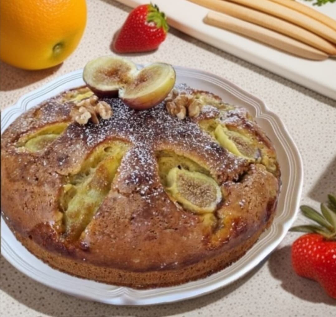 Der Vollkornkuchen mit Feigen und Nüssen