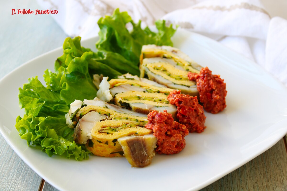 Seeteufelrolle mit Zucchini