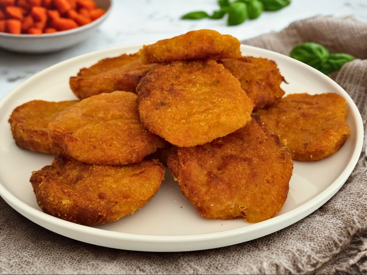 KAROTTEN- UND SCAMORZA-FRIKADELLEN IM LUFTFRITTIERER