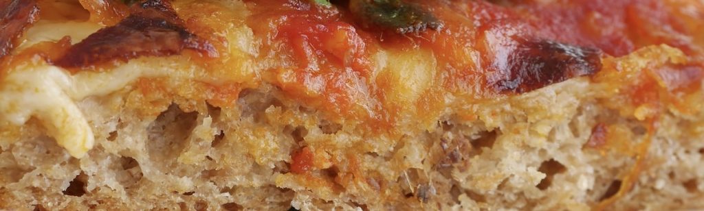 Pizza integrale lievitazione 24 ore teglia dettaglio