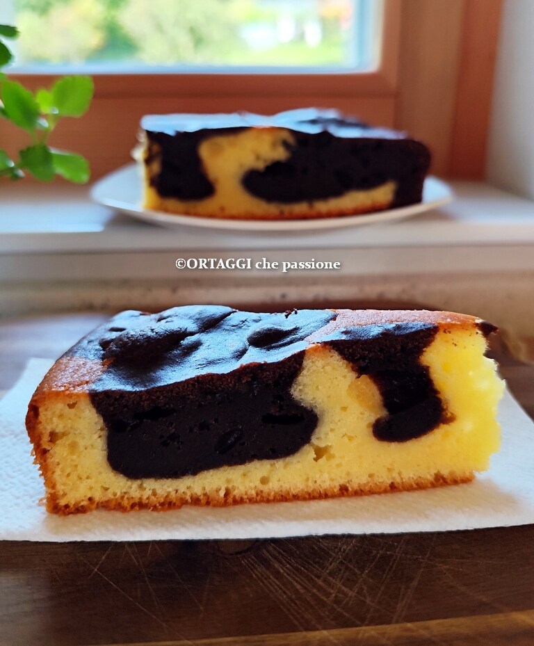 Zweifarbiger Kuchen der Großmutter, weich mit Joghurt ohne Butter