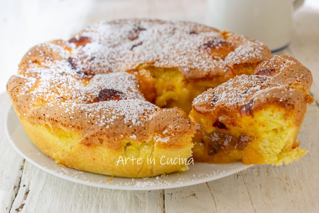 Apfelkuchen mit weicher Füllung und Marmelade