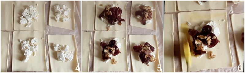 Blätterteigtaschen mit Feta und karamellisierten Zwiebeln Rezept kreative Vorspeise 2 füllen den Blätterteig