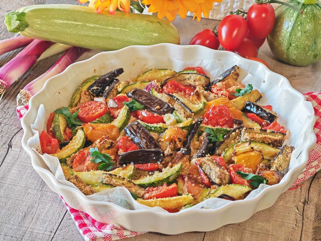 Überbackene Paprika, Auberginen und Zucchini