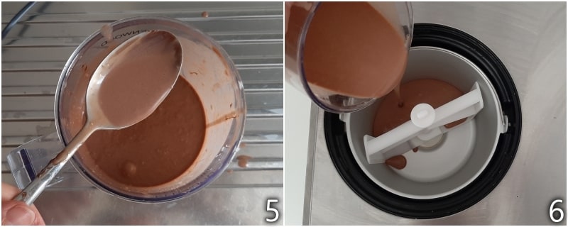 c. Gesüßte Milch zur Sahne- und Nutellamischung geben