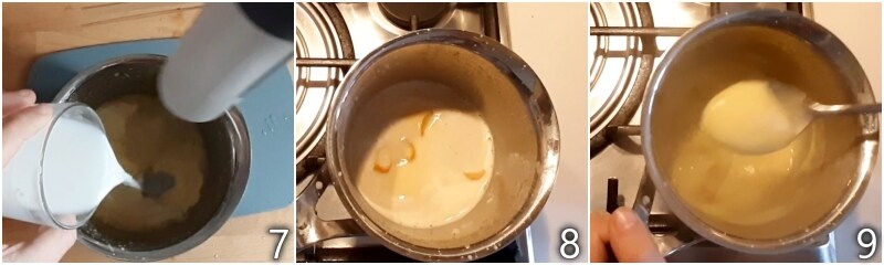 c. cuocere la crema pasticcera al mandarino sul fornello