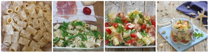 Pasta mit rohem Schinken und Rucola