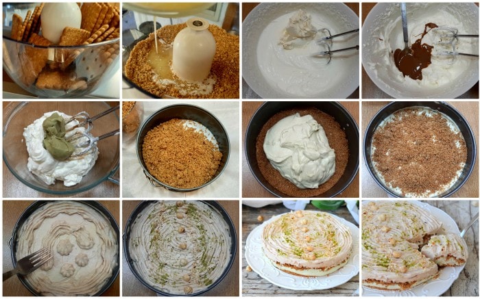 Kalter Kuchen mit Pistazien und Haselnusspaste