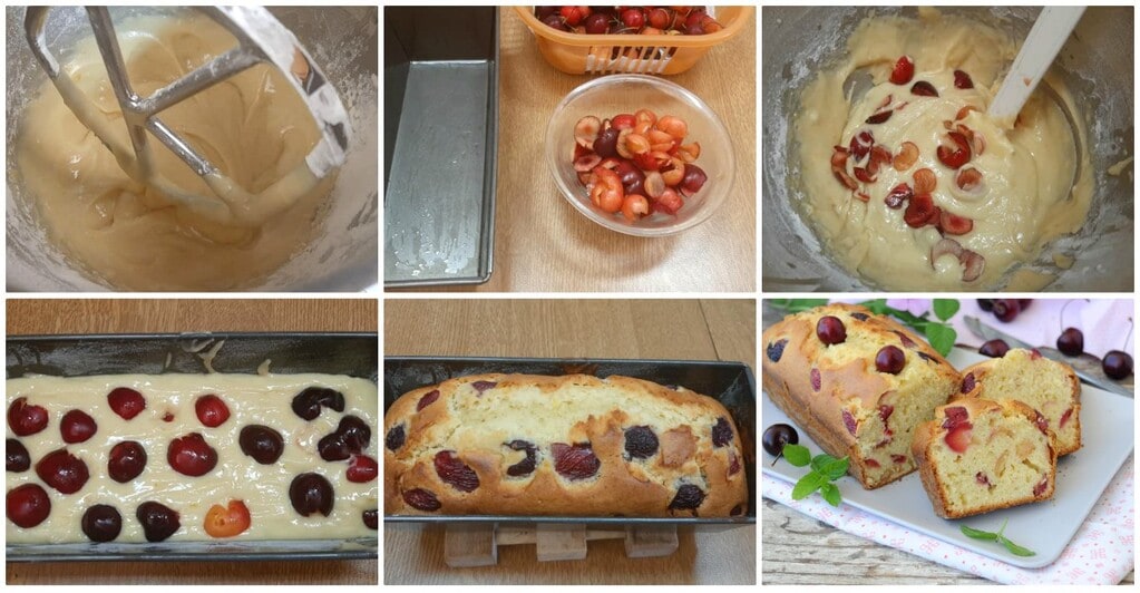 Weicher Pflaumenkuchen mit Kirschen und Joghurt