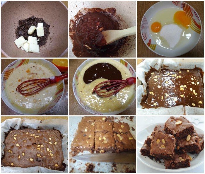 Brownies mit gerösteten und gesalzenen Erdnüssen