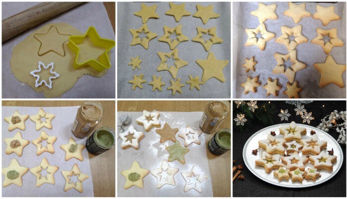 Weihnachtssterne mit Pistazien- und Haselnusscreme