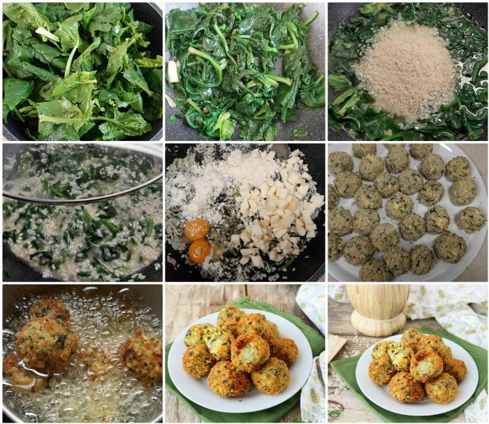 kleine Arancini mit Spinat und Käse