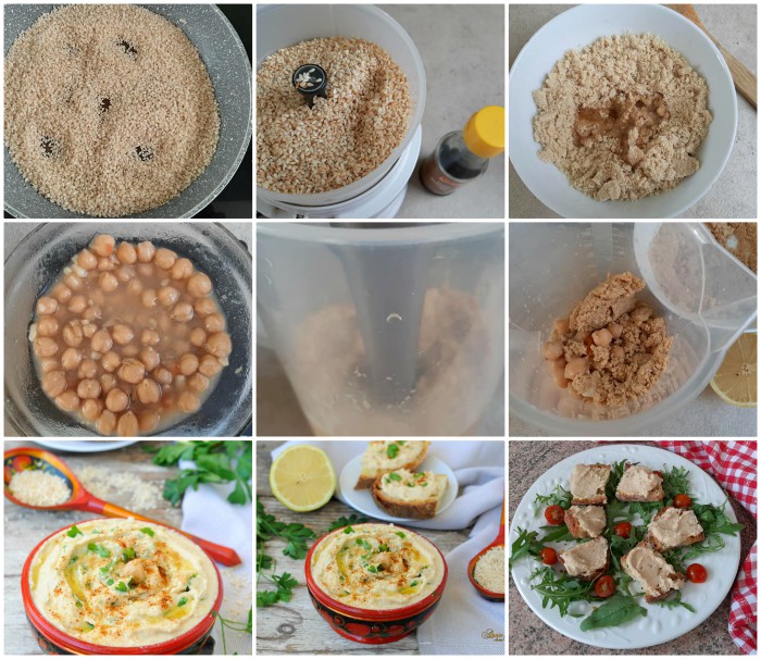 Hummus aus Kichererbsen mit Paprika