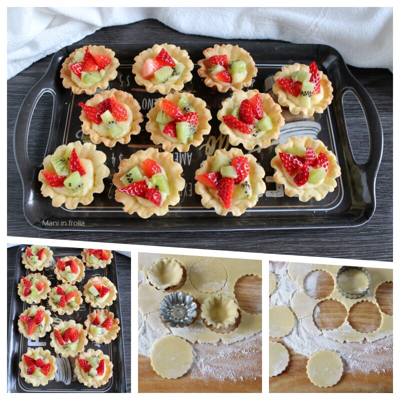 Kleine Gebäckstücke mit Vanillecreme und frischem Obst