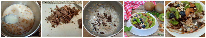 Haferflocken-Porridge mit Kiwi und Schokolade