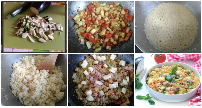 Couscous mit Gemüse, Thunfisch und Mozzarella