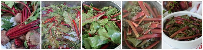 Gekochte rote Beete Stiele