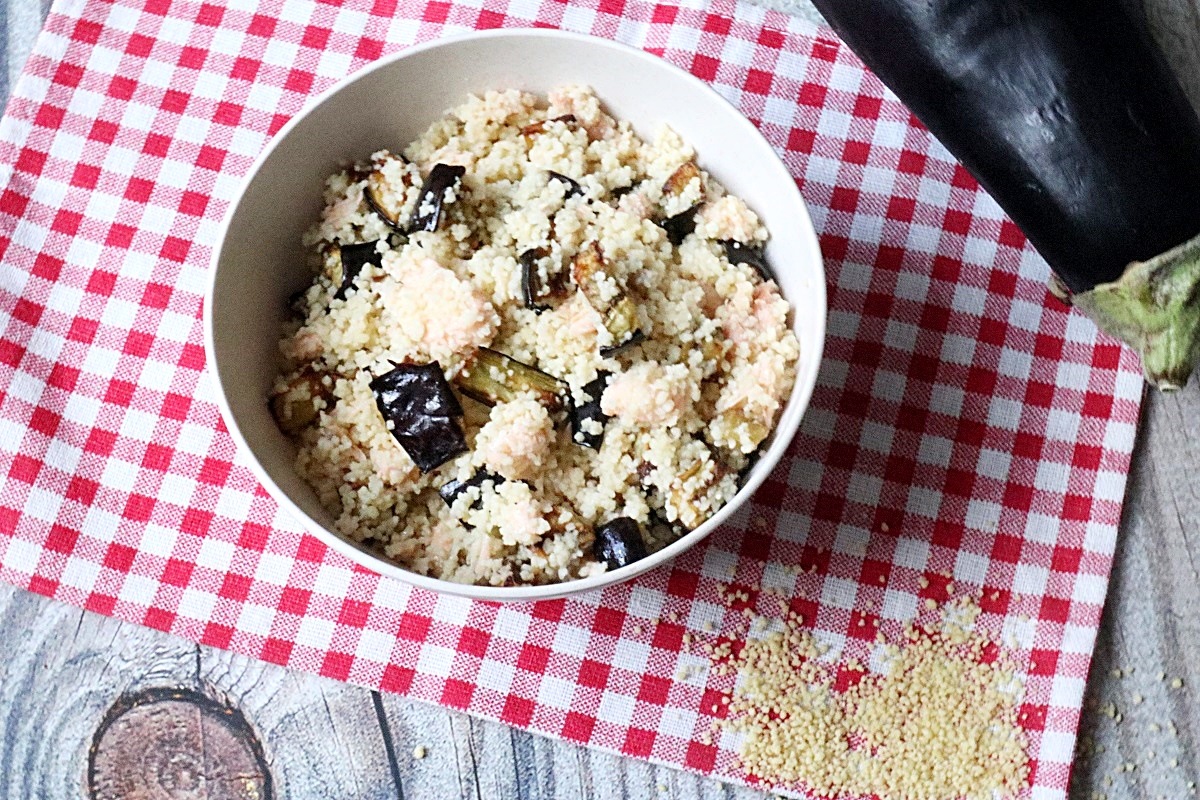 Couscous mit Auberginen und Lachs