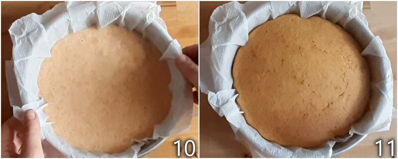 d. den Kuchen im statischen Ofen backen