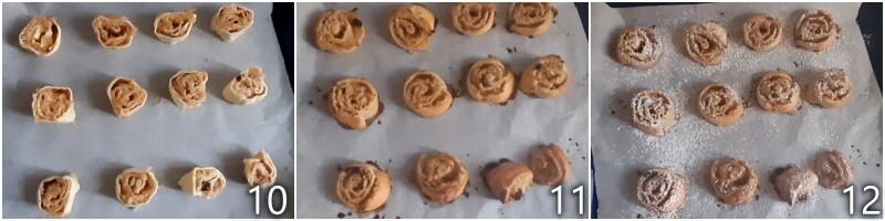 d. die Schnecken im Ofen backen
