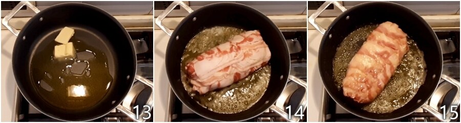 e. den Hähnchenfleischloaf in Öl und Butter anbraten