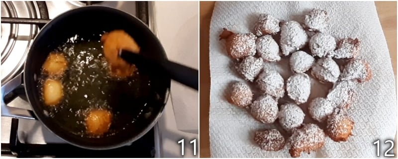 e. Ricotta-Krapfen mit Puderzucker garnieren