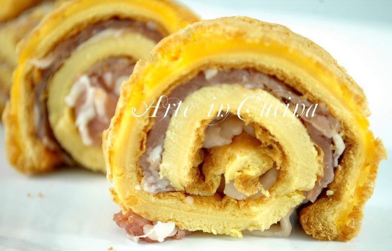 Eierkuchenschnecken aus dem Ofen mit Käse und Bacon vickyart