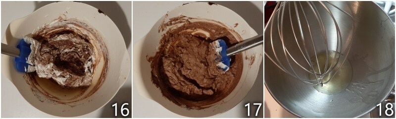 f. Die Schlagsahne unter die dunkle Schokolade heben