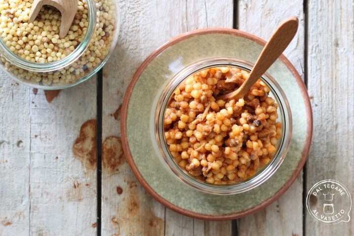 Fregola im Glas gegart
