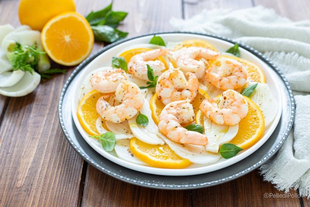 Garnelensalat mit Orangen und Fenchel