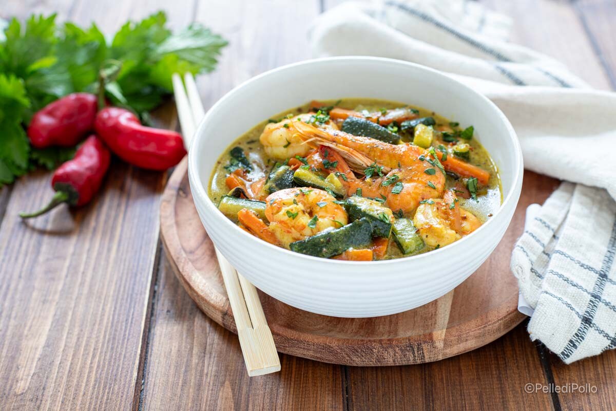 Garnelen-Curry mit Gemüse und Kokosmilch