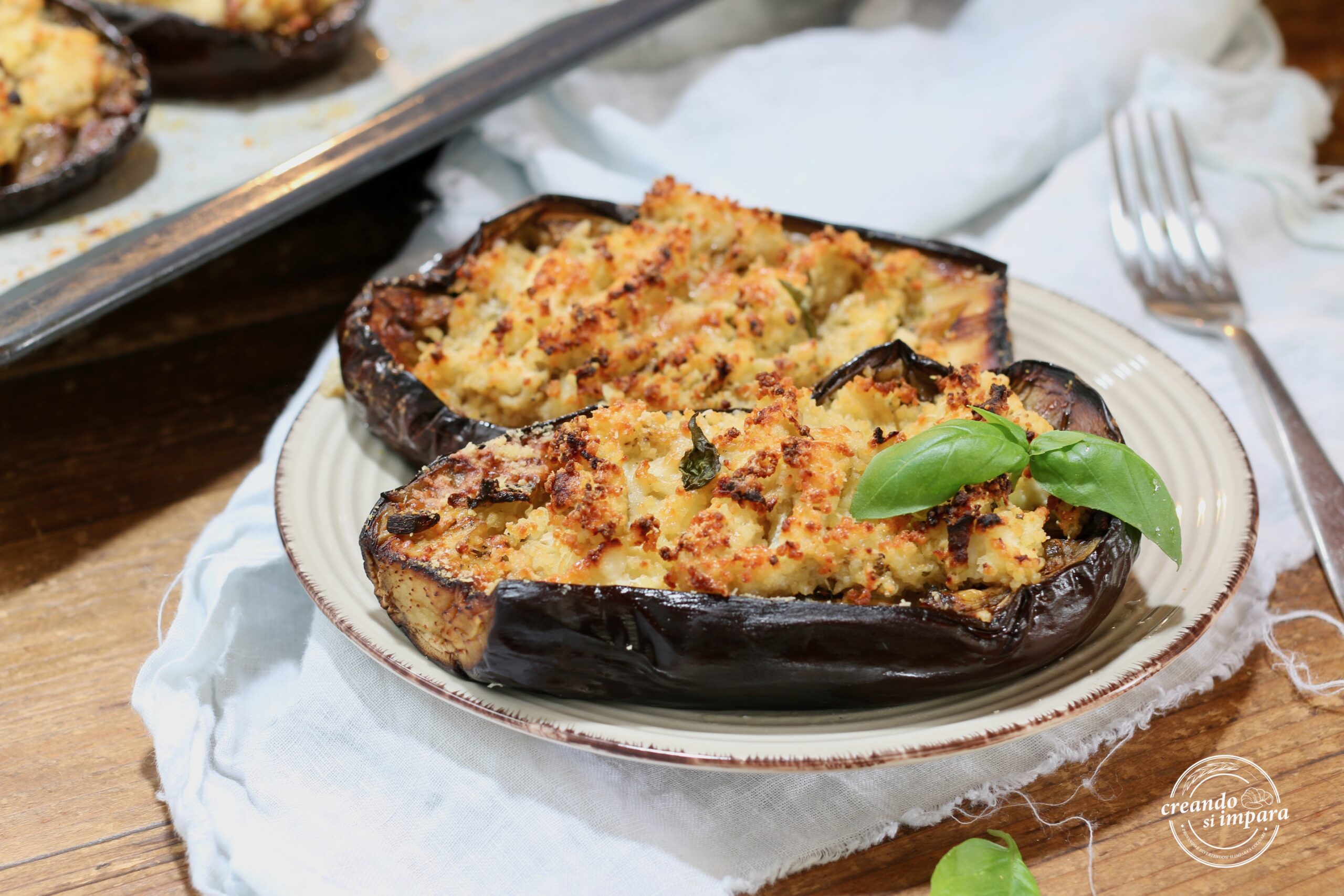 Gefüllte Auberginen mit Couscous und Ricotta