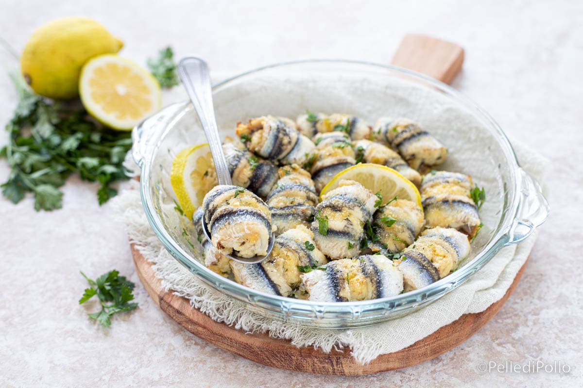 Gefüllte gratinierte Sardellen