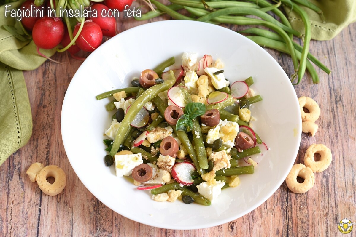 Grüne Bohnen im Salat mit Feta