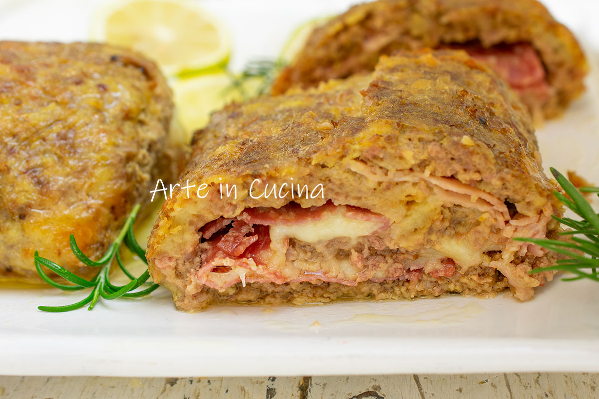 Hackbraten mit Salami und Schinken in der Heißluftfritteuse