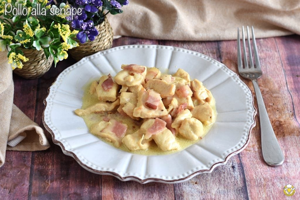 Hähnchenbrust mit Senf, Speck und Sahne, ein leckeres Rezept zum Kochen von Hähnchenbrust, il chicco di mais