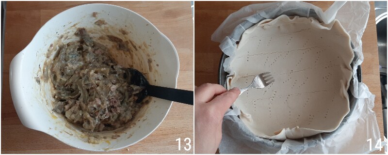 herzhafte Torte mit Artischocken und Wurst Rezept für Ostern und Osterausflug mit Blätterteig il chicco di mais 5 Blätterteig ausrollen