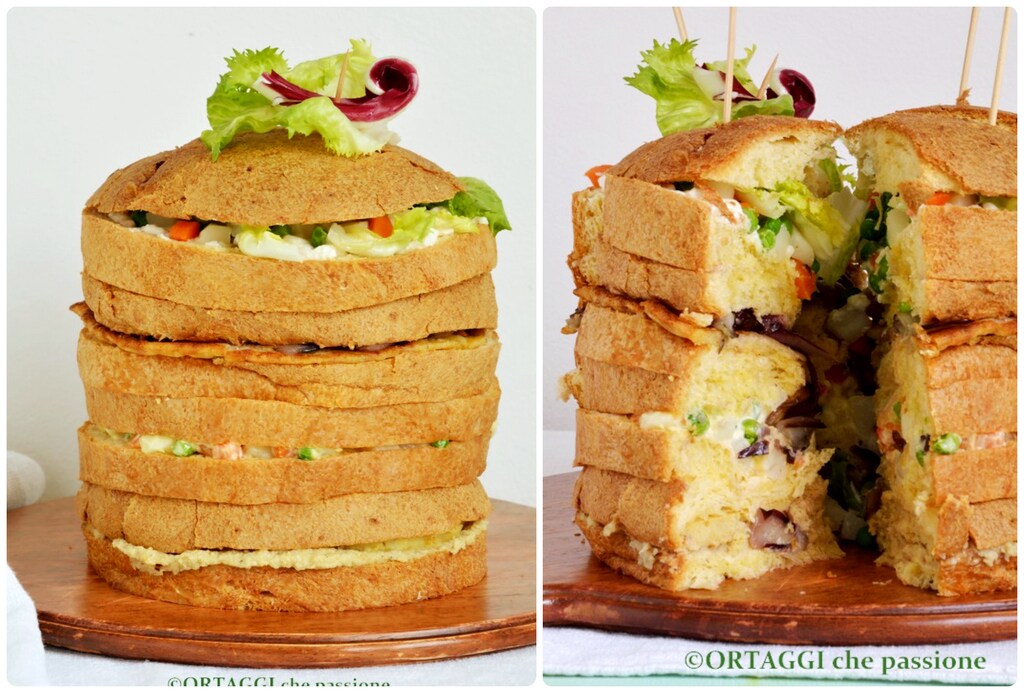 herzhaften Panettone gefüllt und geschnitten - vegetarisch vegan - ORTAGGI che passione