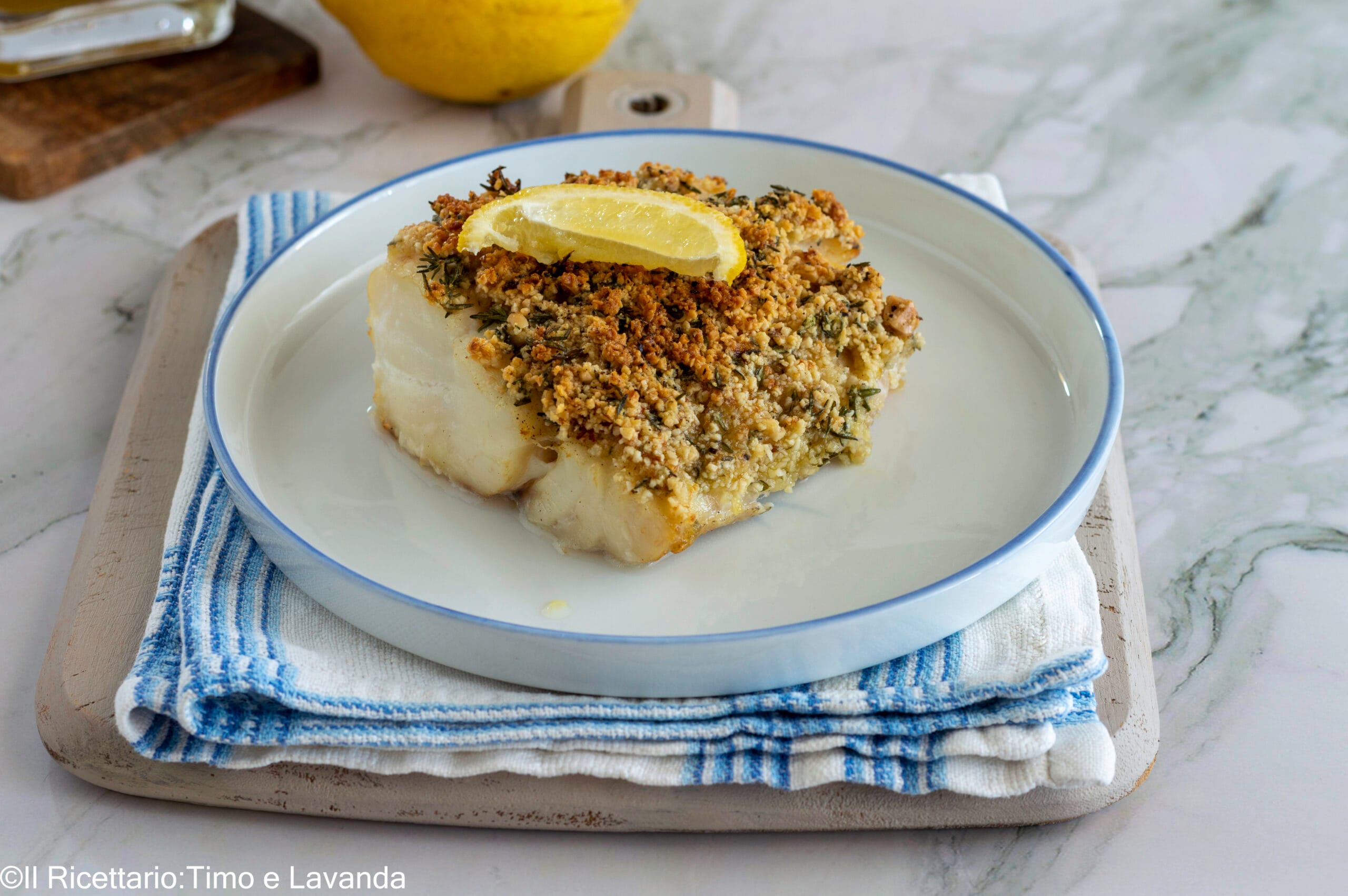 Im Ofen gebackene Kabeljaufilets mit Zitrone