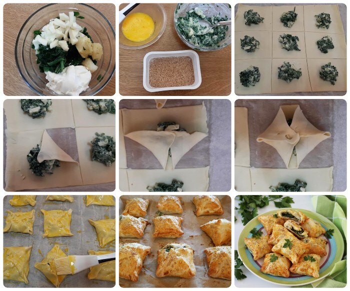 Blätterteigtaschen mit Spinat und Käse