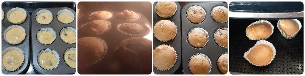 Muffins mit Äpfeln und Schokolade