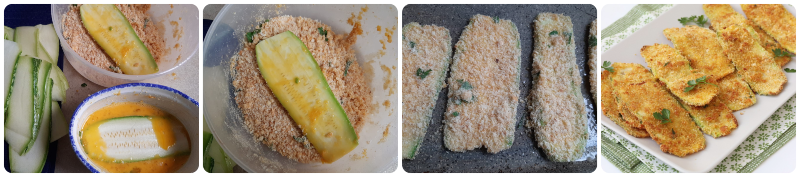 Schritte für die gebackenen Zucchinischeiben mit würziger Panade